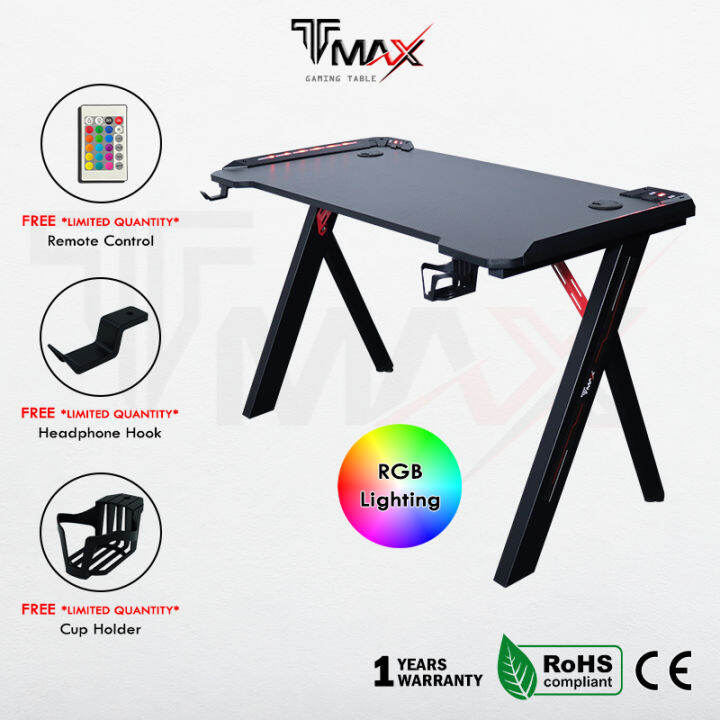 TMAX X-shaped L120/140cm Gaming Table Gaming Desk With RGB Lighting ...