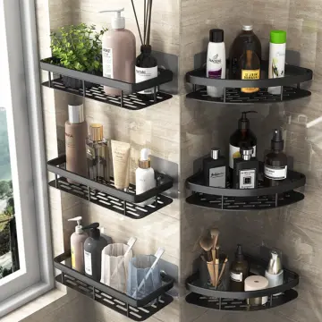 Punch-free Bathroom Corner Shelf, Wall Mounted Triangular Multi-layer Storage  Rack Set