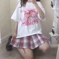 Street shirt ฤดูร้อนหวานนุ่มสาวสไตล์วิทยาลัยสไตล์ญี่ปุ่นสาวพิมพ์การ์ตูนน่ารักหลวมแขนสั้นเสื้อยืดนักเรียนหญิง Ins น้ำ