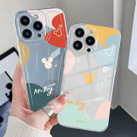 เคสป้องกันสำหรับ OPPO A16 A16E A15 A95 A16k Reno6 Z 5G A94 A54 A74 4G A76 A53 A96 A12 A5S A52 A92 Morandi คู่ Mickey Minnie ขอบสี่เหลี่ยมรองรับการกระแทกเคสป้องกันเต็มเลน