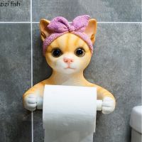 Cute Cat and Dog Tissue Holder Toilet Toilet Toilet Free Punch Bathroom Wall-mounted Creative Toilet Roll Holder