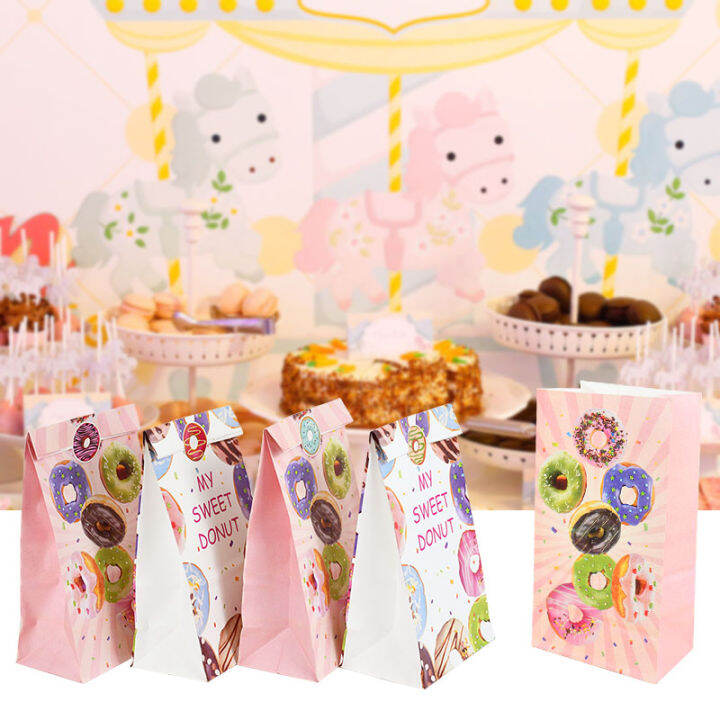 cw-12pcs-donut-themed-party-candy-bag-donut-stickers-candy-dessert-packing-bags-baby-shower-birthday-party-gift-bags-decorations