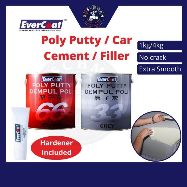 Evercoat Poly Putty E33 Grey E66 Brown with Hardener Dempul Poli Simen