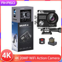 [อัพเกรดรุ่น-รองรับไมโครโฟนภายนอก]AKASO  Brave 4 พัน 20mp WiFi Action Camera Ultra HD พร้อม EIS 30 เมตรกล้องกันน้ำใต้น้ำการควบคุมระยะไกล 5X ซูมกล้องถ่ายวิดีโอ