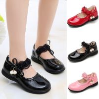 Girls leather shoes spring and autumn 2023 new middle and big childrens soft bottom black childrens baby princess shoes primary school performance shoes