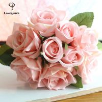 Silk Roses Wedding Bouquet for Bridesmaids Bridal Bouquet White Pink Artificial Flowers Mariage Supply Home Decoration Lovegrace