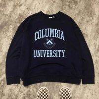 ♈University Columbia เสื้อสเวตเชิ้ตคอกลมมหาวิทยาลัยโคลัมเบียอินเทรนด์ท่อนบนแบบขยายขยาดขนาดเดียวกันสำหรับผู้ชายและผู้หญิง