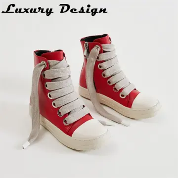 2022ss Rick Shoes Jumbo Lace Double Thick Bottom Owens Shoes Mens Canvas  Sneaker DRK Boots Retro Board SHDW