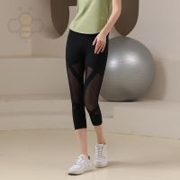 ☊㍿♘ Aiden001 Mesh Yoga Pants High Waist Hip Lifting Tight Slim Fitness Pants Summer Thin Section Outer Wear Sports Seven Points 0395