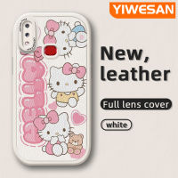 YIWESAN เคส M11 A11 M01s A10s ปลอกสำหรับ Samsung น่ารักลายเฮลโลคิตตี้เคสใส่โทรศัพท์หนังใหม่เคสมือถือกันกระแทกป้องกันการตกแบบนิ่มพร้อมเคสป้องกันเลนส์กล้องคลุมทั้งหมด