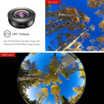 APEXEL High quality mobile lens HD 195 degree super fish eye fisheye lentes 4k phone camera lenses for iPhone 7 8 X Xiaomi phoneTH