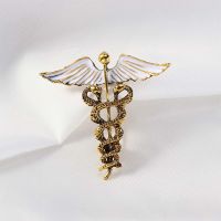 【DT】hot！ Caduceus Pins with Snakes Badge Brooches Lapel Pin Medicine Jewelry Gifts Doctor Students