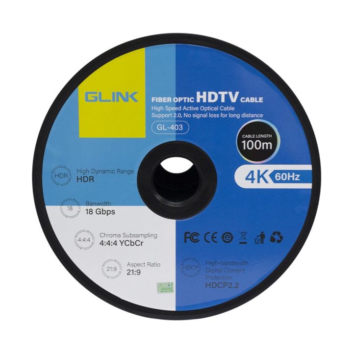 glink-gl-403-fiber-optic-hdtv-100m-cable-4k-60hz-สายเป็น-fiber-optic-hdtv-ความยาว-100-เมตร