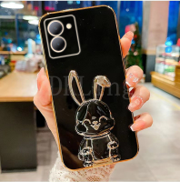 เคสโทรศัพท์2023 Y02A สำหรับ VIVO Y36 5G ซิลิโคนชุบหรูหรา Y35 VIVOY36ปลอกอ่อน Y16 Y22 Y22S Y02 Y02S Y77 5G.5G กับที่ใส่การ์ตูนน่ารักที่วางกระต่ายกัดที่มีฝาหลังกันกระแทก Z7X IQOO 5G