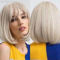 Platinum Wigs For White Women Short Bob Wigs With Bangs Natural Looking Synthetic Hair [ Hot sell ] ea1voy