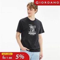 เสื้อยืดพรีเมี่ยมHH Giordano ผู้ชายเสื้อยืดแขนสั้นหน้าร้อนที่มีสีสันการพิมพ์เสื้อยืด Crewneck ซี่โครงสีทึบง่ายนุ่ม13091003 cotton