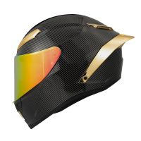 Men and Women Golden Carbon Fiber Helmet Casco Motorbike Capacet Full Face Motorcycle Big Spoiler Helmet