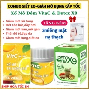Combo Siết Eo Giam Mỡ Bụng Xổ Mỡ Đêm VitaC+ Detox X9 Viên Uống Giam Cân