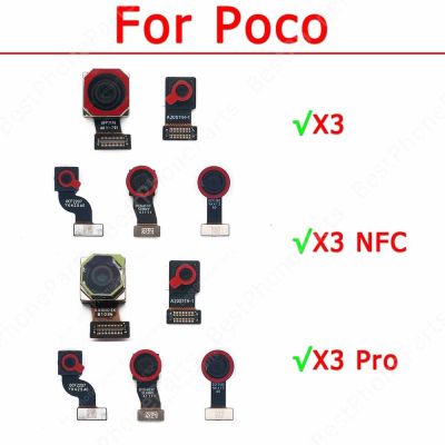 กล้องหน้าด้านหลังดั้งเดิมสําหรับ Xiaomi Mi Poco X3 NFC Pro ด้านหลังหันหน้าไปทางด้านหน้าเซลฟี่ด้านหลังกล้องโมดูลอะไหล่