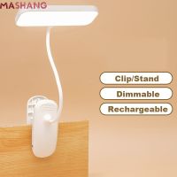 360° Flexible Table Lamp with Clip Stepless Dimming Led Desk Lamp Rechargeable Bedside Night Light for Study Reading Office Work