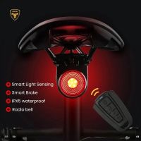 ANTUSI A8 Auto Brake Taillight Anti-theft Alarm Lock Remote Smart Sense Bicycle Rear Light Wireless Bell Bike Lamp Waterproof