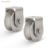 2Pack Pulley Block U 304 Stainless Steel Pulley Roller Heavy Duty Duplex Bearing Silent Grooved Wheel Loading