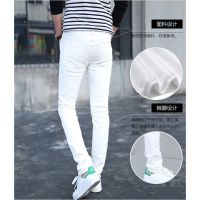 CODtianjia6731 2021 White Mens Jeans Spring Youth Summer Thin Fit Leggings Korean Trend White Casual Long Pants for Men