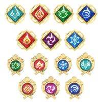 【CW】 Game Genshin 7 Element God  39;s Pins Badge Ganyu Keqing Wendi Xiao Weapons Of Original Accessory