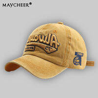 MAYCHEER หมวกวินเทจ เท่ๆ หมวกเบสบอลผ้าฝ้ายสำหรับผู้ชายและผู้หญิงแฟชั่นเย็บปักถักร้อยหมวกผ้าฝ้ายนุ่มหมวกด้านบนสบายๆย้อนยุคหมวกยูนิเซ็ก