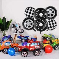 ◇✐℡ Racing balloon car tire balloon birthday party decoration aluminum foil racing theme party supplies Anniversary decoration