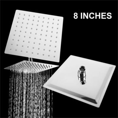New Stainless Steel Ultra-Thin Square 8 Inch Shower Large Top Nozzle Rain Shower Bath Shower Head Spray Bathroom Accessories  by Hs2023