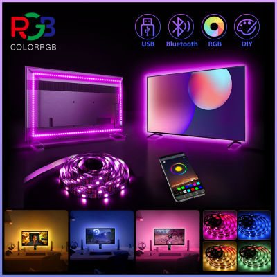 【ส่งจากกรุงเทพ】ColorRGB,ไฟด้านหลังทีวี,ไฟ LED ขับเคลื่อนด้วย USB แถบไฟ,RGB5050สำหรับ24นิ้ว-60นิ้ว,กระจก PC, APP Control Bias