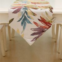 【LZ】❀  Modern Table Runner North US European Style Leaves Painting Home Decor Wholesale Embroider Table Runner for Wedding Hotel Dinner