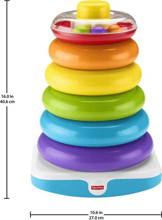 FisherPrice Giant RockaStack Baby Toy, 14+ Inches Tall, MultiColor