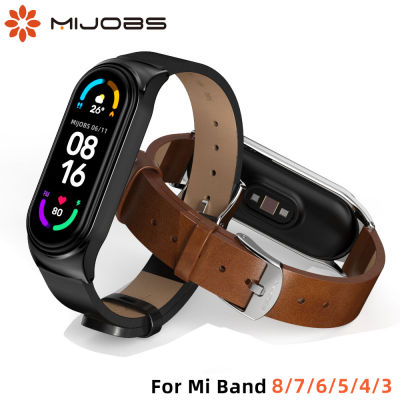 MIJOBS Mi Smart Band 8 สำหรับ Xiao Mi Mi Band 5 /Mi Band 6 / Mi Band 8/Mi Band 7 /Mi Smart Band 6สายรัดข้อมือสำหรับ Mi Band 4สร้อยข้อมือ PU หนังสายรัดข้อมือนาฬิกาสำหรับ Mi Band 3 NFC Global Version อุปกรณ์เสริมสมาร์ทแบนด์7 8