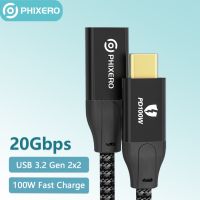 PHIXERO Original Male to Female Extension Cable Fast Charging Wire USB 3.2 Type C to C Extend Line 90 Degree Right Angle Kabel