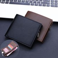 Mens Short Wallet Vertical Black Brown Multi-Card Holders Phone Pocket Small Folding Clutch Coin Purse Vintage Zipper Money Bag