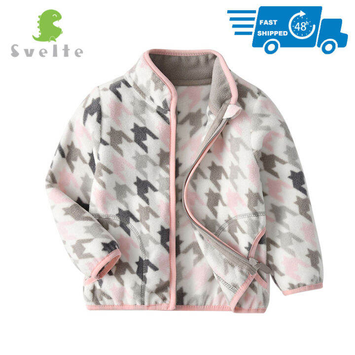 svelte-for-2-9-yrs-cute-kid-and-toddler-girl-pink-fleece-jacket-for-spring-fall-winter-clothes-with-print-pattern