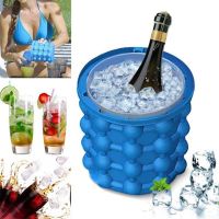 2 in 1 Silicone ice Cube Maker Ice Cube Mold Portable Bucket with Lid Wine Ice Cooler Beer Cabinet Kitchen Tools Drinking Freeze