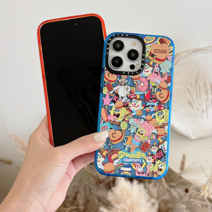 เคสเคสลายกากเพชรสำหรับ-iphone-14-ins-สำหรับ-iphone-11-12-13-14-pro-max-รูปการ์ตูนฟองน้ำน่ารักฝาครอบเคสป้องกันโทรศัพท์ปลอกซิลิโคนนิ่ม