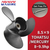 ใบพัดนอกสำหรับ Tohatsu Mercury 8hp 9.9hp 8.5*9เรือเรืออลูมิเนียมอัลลอยด์สกรู3ใบมีด12 Spline Marine เครื่องยนต์ Part