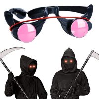 LED Luminous Glasses Funny Red Eyes Kids Halloween Clown Cosplay Anime Accessories Party Prop Carnival Masquerade Glasses Props