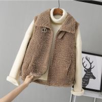 OCEANLOVE Women Vests Solid Zipper Autumn Winter Lamb Wool Fashion Gilet Femme  Warm  Vintage Chaleco Mujer 18543