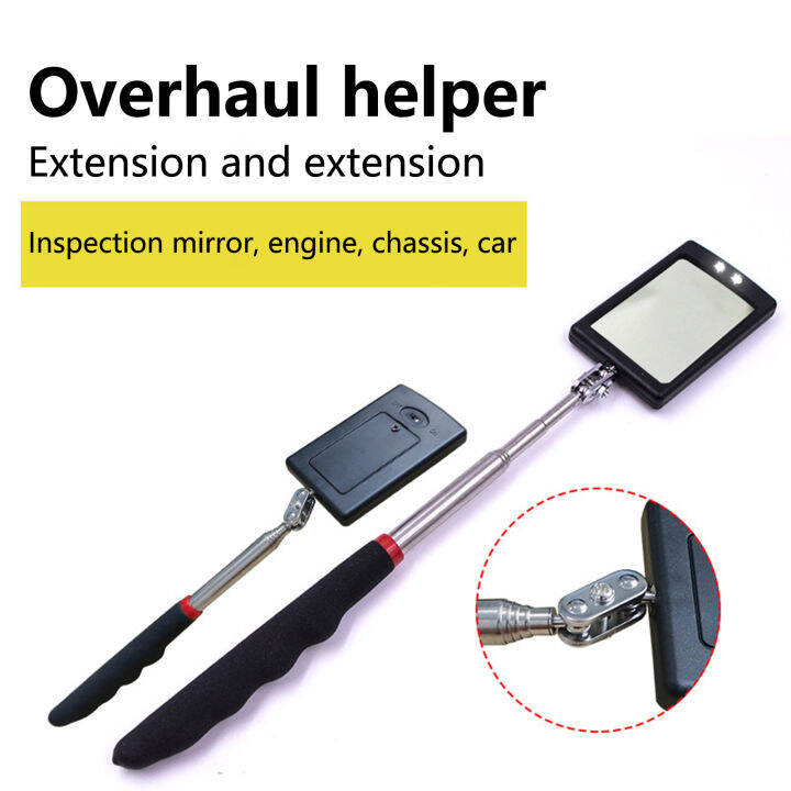 Inspection Mirror with LED Light 360degree Rotation Telescopic Rod