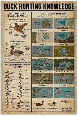 cafumcak Duck Hunting Knowledge Metal Tin Sign New Vintage Decor for Home Office Restaurant Garage Bar 8X12 Inch