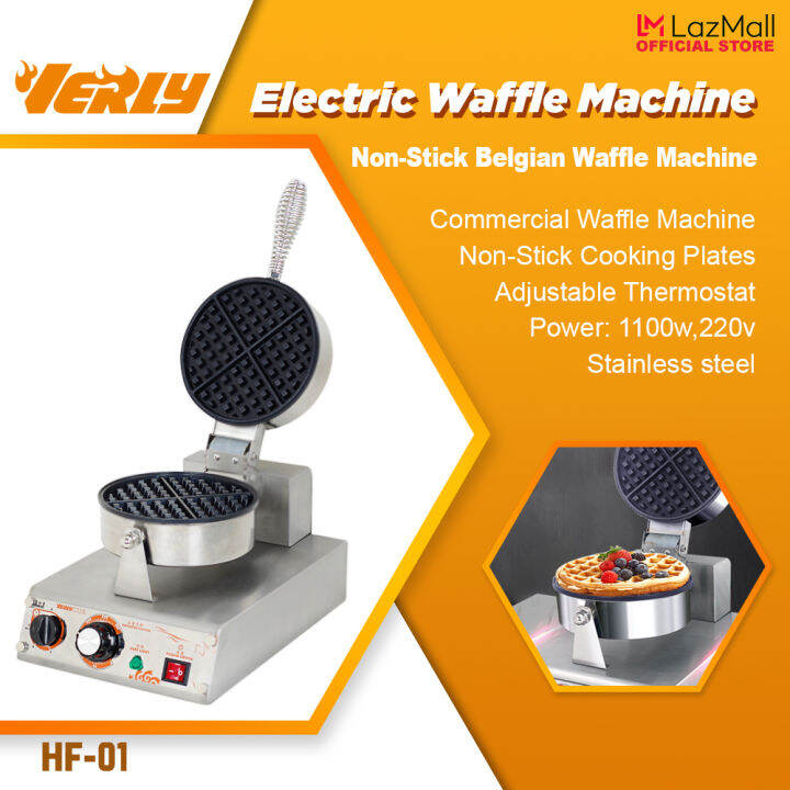 Verly HF01 Commercial Belgian Electric Waffle Baker Machine Non Stick
