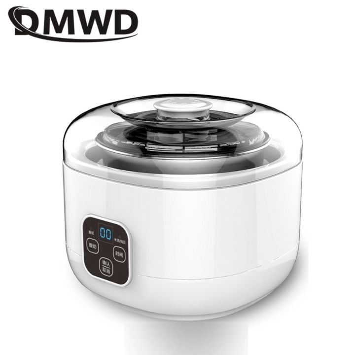 dmwd-ถัง1l-ไฟฟ้าเครื่องทำโยเกิร์ตถ้วยเซรามิกในครัวเรือนเหล็กกล้าไร้สนิมเครื่องหมักอัตโนมัติ-natto-ไวน์ข้าว