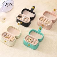 ✒ Portable Small Jewelry Organizer Display Travel Mini Gift Case Boxes PU Leather Earring Necklace Ring Holder Packaging Box