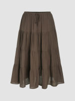 Cider Middle Waist Solid Knotted Tiered Maxi Skirt Curve &amp; Plus