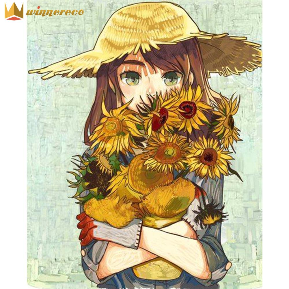 DIY Digital Oil Painting By Numbers Kit Colorful Flowers Drawing On Canvas Decor